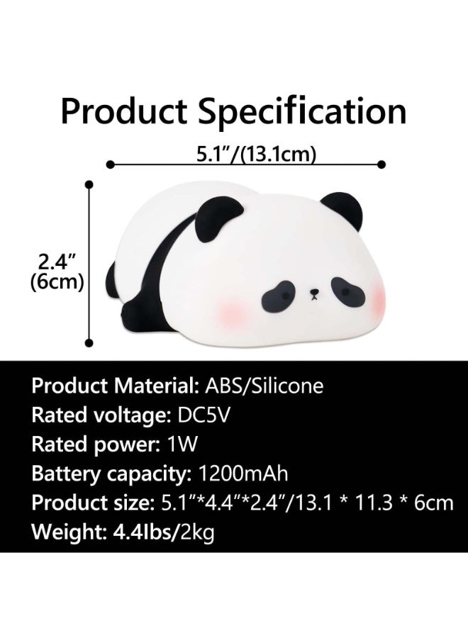 LED Squishy Panda Night Light, Soft Silicone Touch Lamp with 3-Level Dimming, USB Rechargeable Nursery Light for Baby Feeding & Kids Room Decor, Cute Gift - Image 2